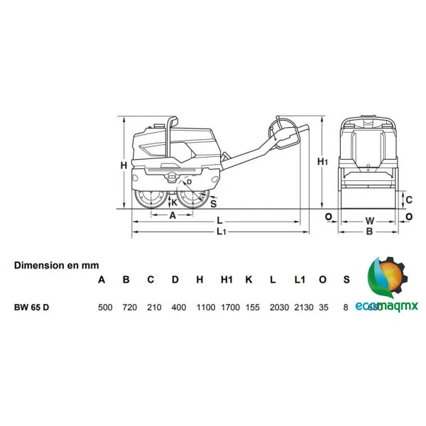 RODILLO DOBLE TANDEM CON MOTOR A DIESEL KOHLER BOMAG BW65D