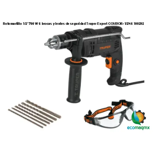 Rotomartillo 1/2’ 700 W 6 brocas y lentes de seguridad