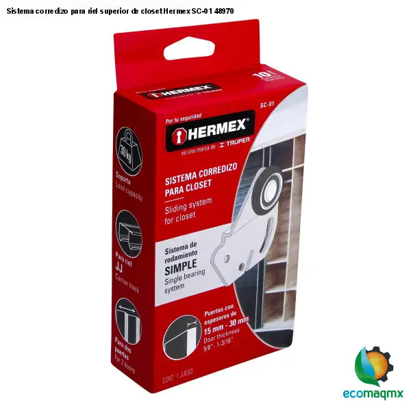 Sistema corredizo para riel superior de closet Hermex SC-01