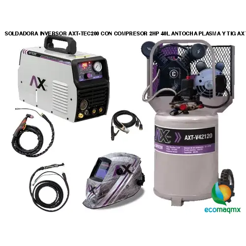 SOLDADORA INVERSOR AXT-TEC200 CON COMPRESOR 2HP 40L ANTOCHA