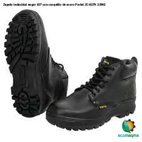 Zapato industrial negro #27 con casquillo de acero Pretul