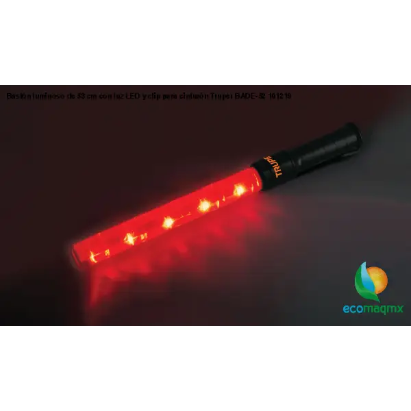 Bastón luminoso de 53 cm con luz LED y clip para cinturón