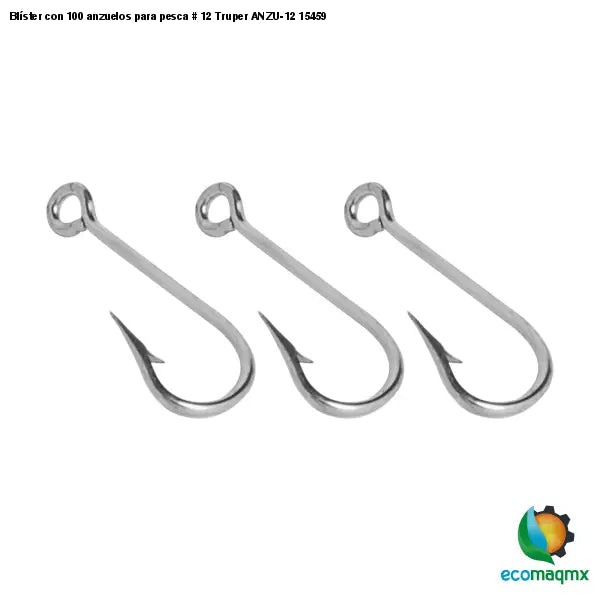 Blíster con 100 anzuelos para pesca # 12 Truper ANZU-12