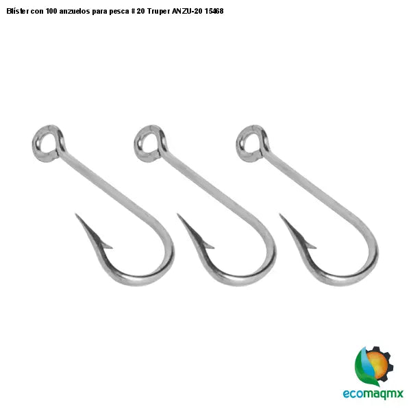 Blíster con 100 anzuelos para pesca # 20 Truper ANZU-20