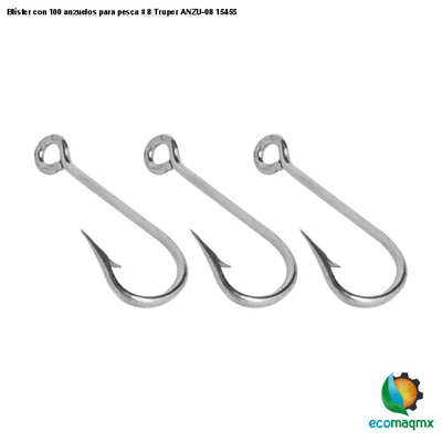 Blíster con 100 anzuelos para pesca # 8 Truper ANZU-08 15455
