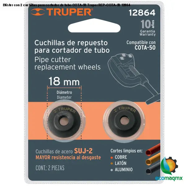 Blíster con 2 cuchillas para cortador de tubo COTA-50 Truper