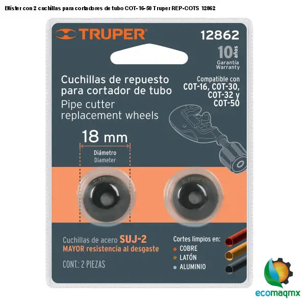 Blíster con 2 cuchillas para cortadores de tubo COT-16-50