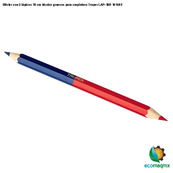 Blíster con 2 lápices 18 cm bicolor gruesos para carpintero