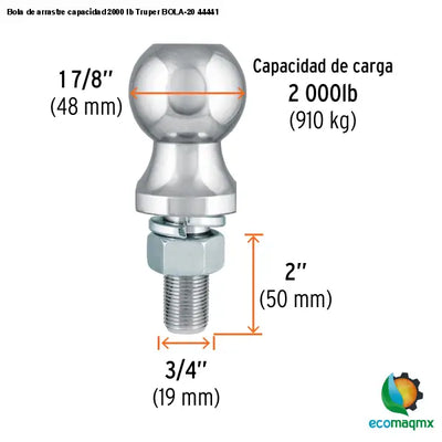 Bola de arrastre capacidad 2000 lb Truper BOLA-20 44441