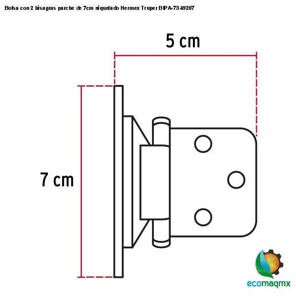 Bolsa con 2 bisagras parche de 7cm niquelado Hermex Truper