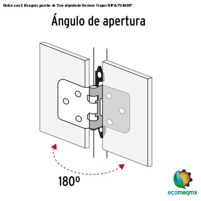 Bolsa con 2 bisagras parche de 7cm niquelado Hermex Truper