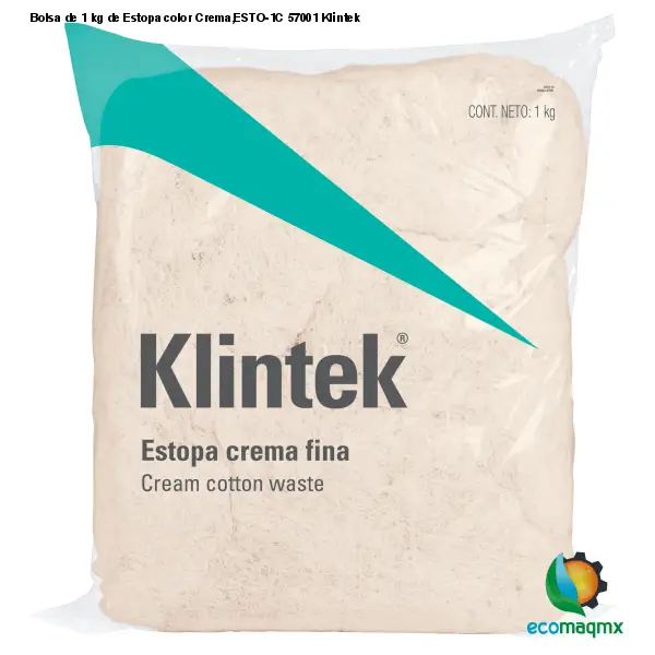 Bolsa de 1 kg de Estopa color Crema,ESTO-1C 57001 Klintek