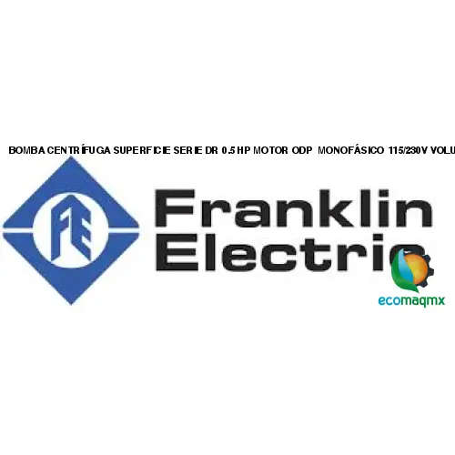 BOMBA CENTRÍFUGA SUPERFICIE SERIE DR, 0.5 HP, MOTOR ODP  MONOFÁSICO 115/230V, VOLUTA EN HIERRO GRIS, IMPULSOR HIERRO GRIS FRANKLIN ELECTRIC