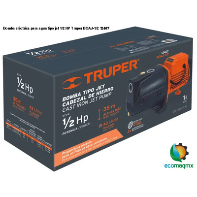 Bomba eléctrica para agua tipo jet 1/2 HP Truper BOAJ-1/2