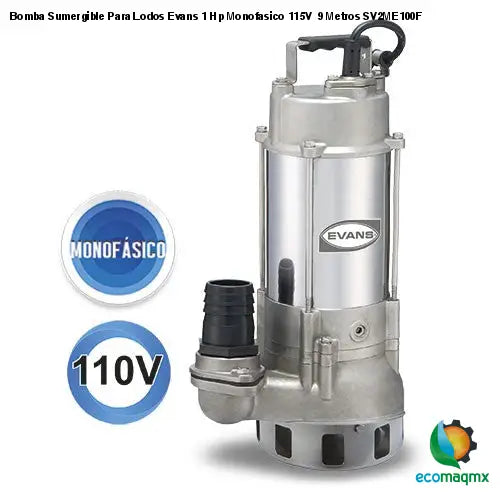 Bomba Sumergible Para Lodos Evans 1 Hp Monofasico 115V 9