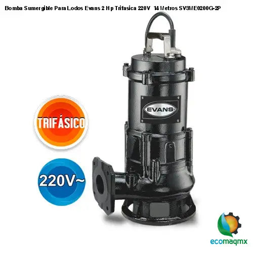 Bomba Sumergible Para Lodos Evans 2 Hp Trifasica 220V 14