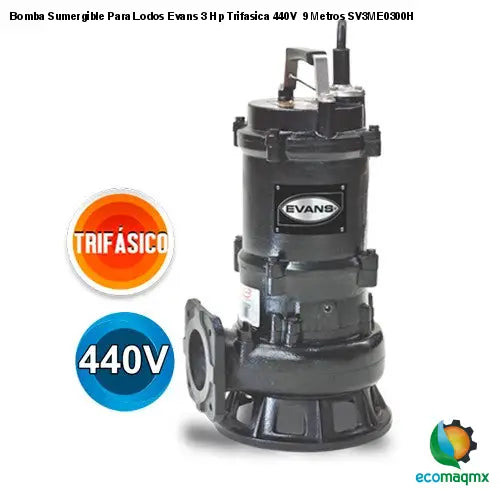 Bomba Sumergible Para Lodos Evans 3 Hp Trifasica 440V 9