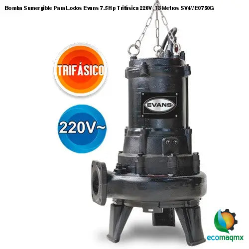 Bomba Sumergible Para Lodos Evans 7.5 Hp Trifásica 220V 13