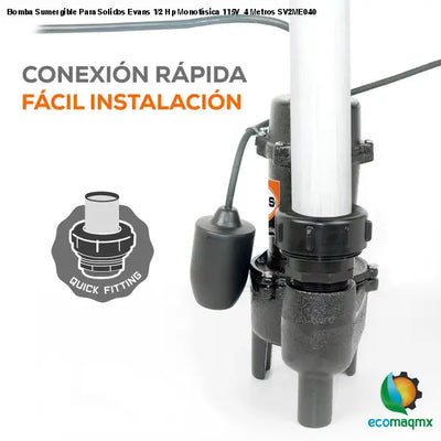 Bomba Sumergible Para Solidos Evans 1/2 Hp Monofásica 115V 4