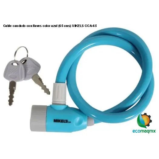 Cable candado con llaves color azul (65 cms) MIKELS CCA-65