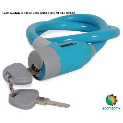 Cable candado con llaves color azul (65 cms) MIKELS CCA-65