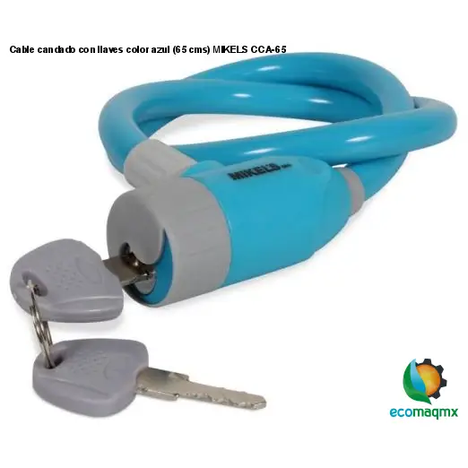 Cable candado con llaves color azul (65 cms) MIKELS CCA-65