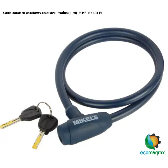 Cable candado con llaves color azul marino (1 mt) MIKELS