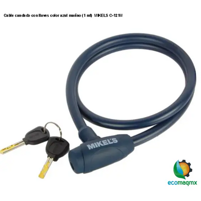 Cable candado con llaves color azul marino (1 mt) MIKELS