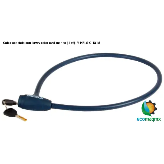 Cable candado con llaves color azul marino (1 mt) MIKELS