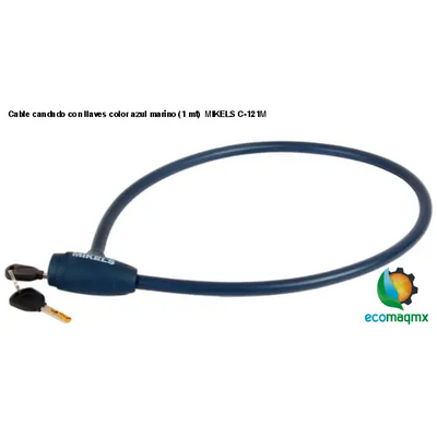 Cable candado con llaves color azul marino (1 mt) MIKELS