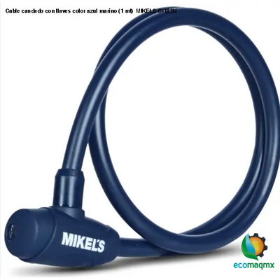 Cable candado con llaves color azul marino (1 mt) MIKELS