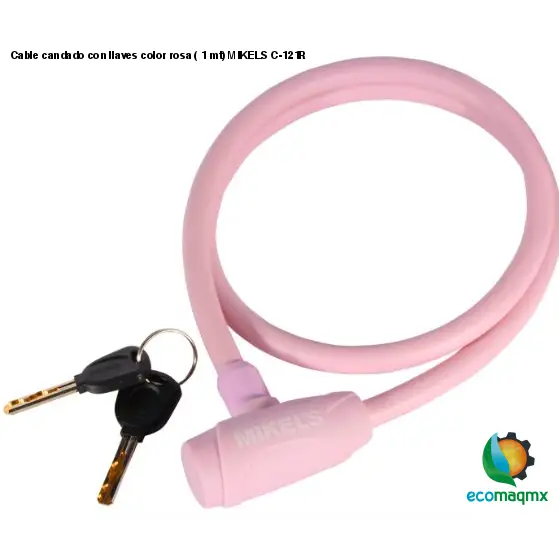 Cable candado con llaves color rosa (1 mt) MIKELS C-121R