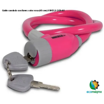Cable candado con llaves color rosa (65 cms) MIKELS CCR-65