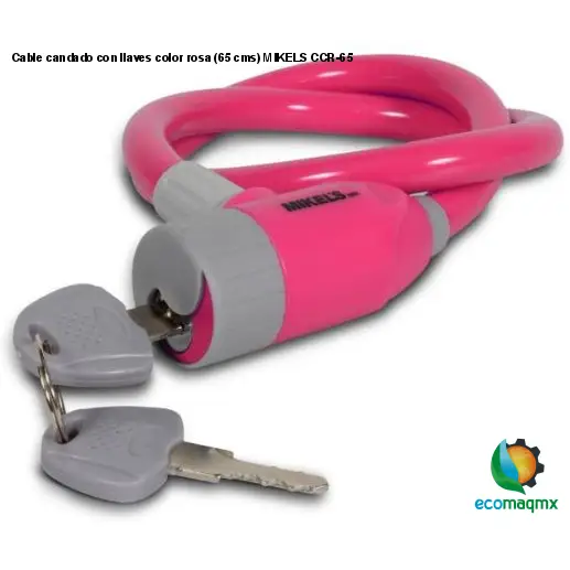 Cable candado con llaves color rosa (65 cms) MIKELS CCR-65