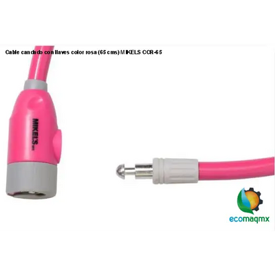 Cable candado con llaves color rosa (65 cms) MIKELS CCR-65