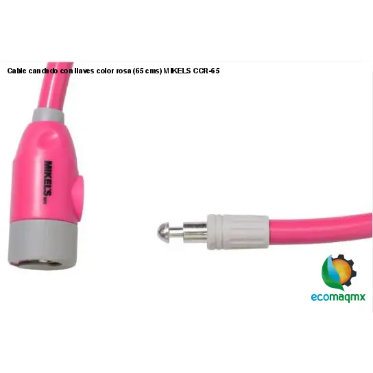 Cable candado con llaves color rosa (65 cms) MIKELS CCR-65