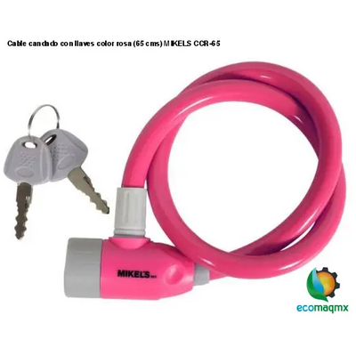 Cable candado con llaves color rosa (65 cms) MIKELS CCR-65