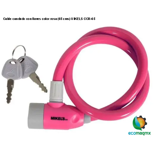 Cable candado con llaves color rosa (65 cms) MIKELS CCR-65