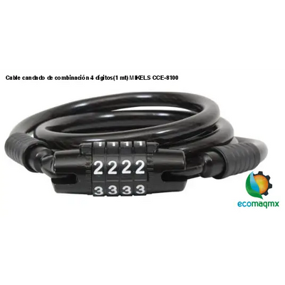 Cable candado de combinación 4 dígitos(1 mt) MIKELS CCE-8100