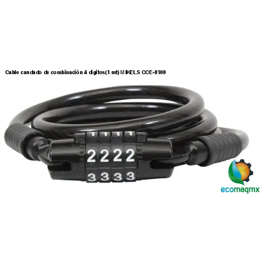 Cable candado de combinación 4 dígitos(1 mt) MIKELS CCE-8100