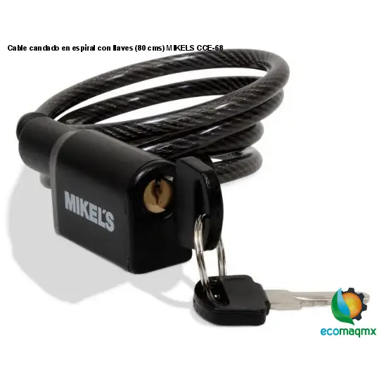 Cable candado en espiral con llaves (80 cms) MIKELS CCE-68