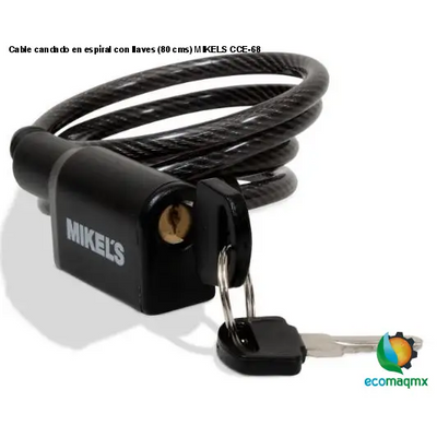 Cable candado en espiral con llaves (80 cms) MIKELS CCE-68