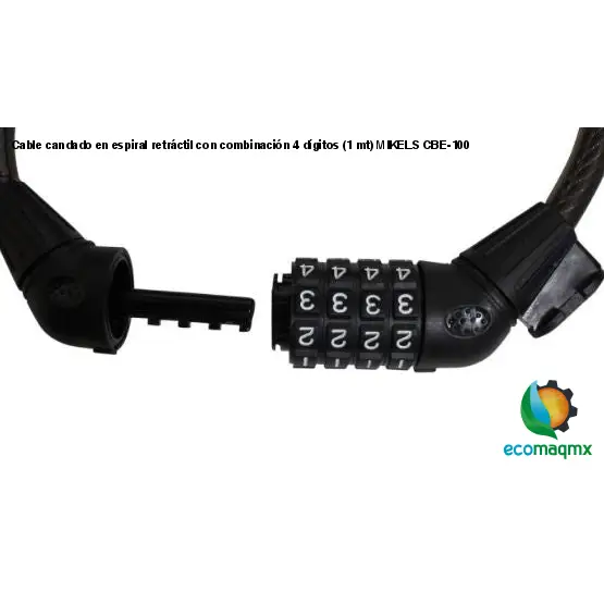 Cable candado en espiral retráctil con combinación 4 dígitos