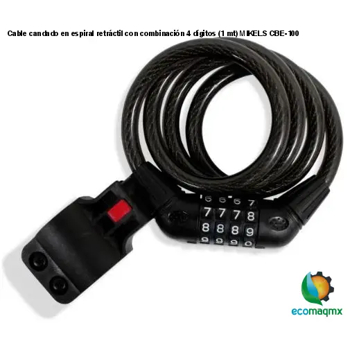 Cable candado en espiral retráctil con combinación 4 dígitos
