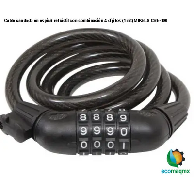 Cable candado en espiral retráctil con combinación 4 dígitos