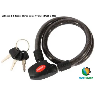 Cable candado flexible 2 llaves planas (80 cms) MIKELS