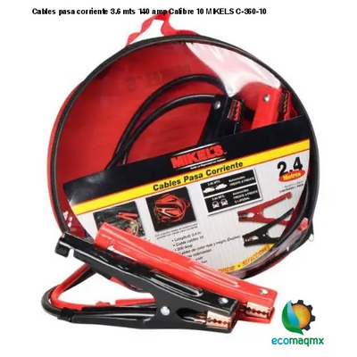 Cables pasa corriente 3.6 mts 140 amp Calibre 10 MIKELS