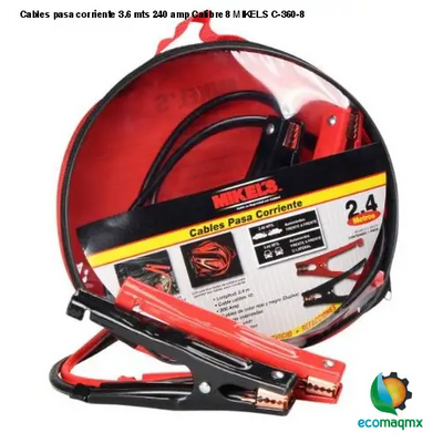 Cables pasa corriente, 3.6 mts, 240 amp, Calibre 8 MIKELS C-360-8