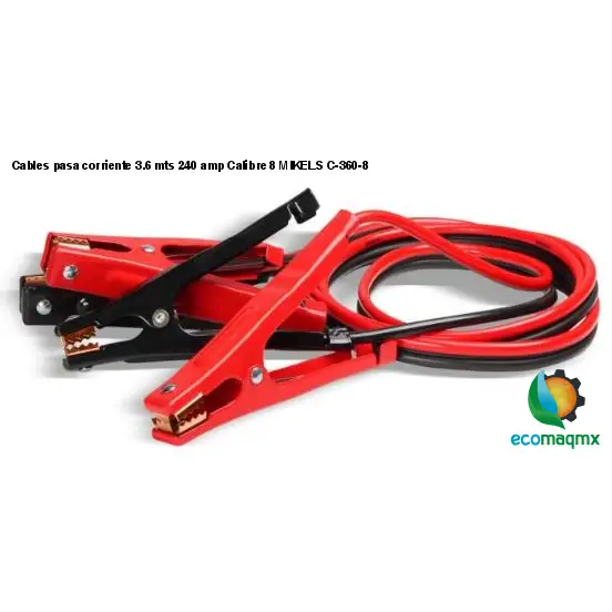 Cables pasa corriente, 3.6 mts, 240 amp, Calibre 8 MIKELS C-360-8