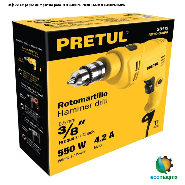 Caja de empaque de repuesto para ROTO-3/8P6 Pretul